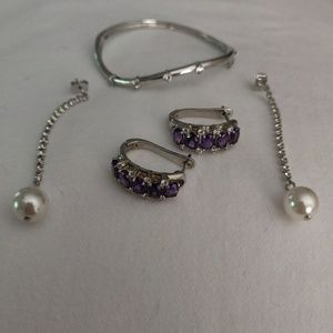 2 sets of earrings and a bangle